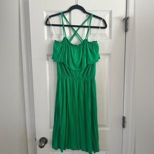 fab'rik Green Ruffle Dress Cross Strap Back Summer Beach Flirty Dancing Party